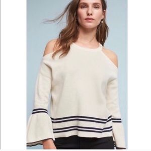 Anthro Knitted Knotted Cold Shoulder Sweater M